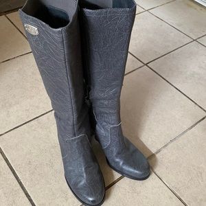 Ugg embossed gray leather knee high boots.
